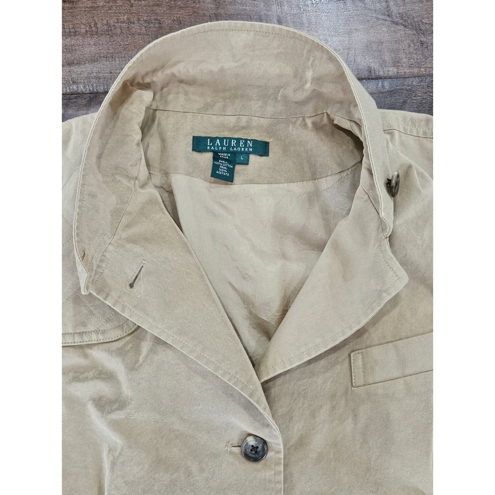 VTG Lauren Ralph Lauren Tan Field Jacket Quilted Shooting Patch Safari Utility - Picture 9 of 16